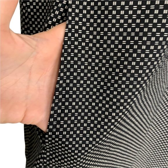 Eileen Fisher Black Organic Cotton Sleeveless Micro Print Swing Dress Medium - Picture 3 of 10